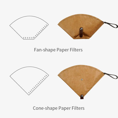 watchget Coffee Filter Holder Bag Coffee Paper Filter Storage Bag Reusable Waterproof Dupont Paper Filter Holder Fit V60 Cone Coffee Filter 50 Pcs Capacity for Camping, Home