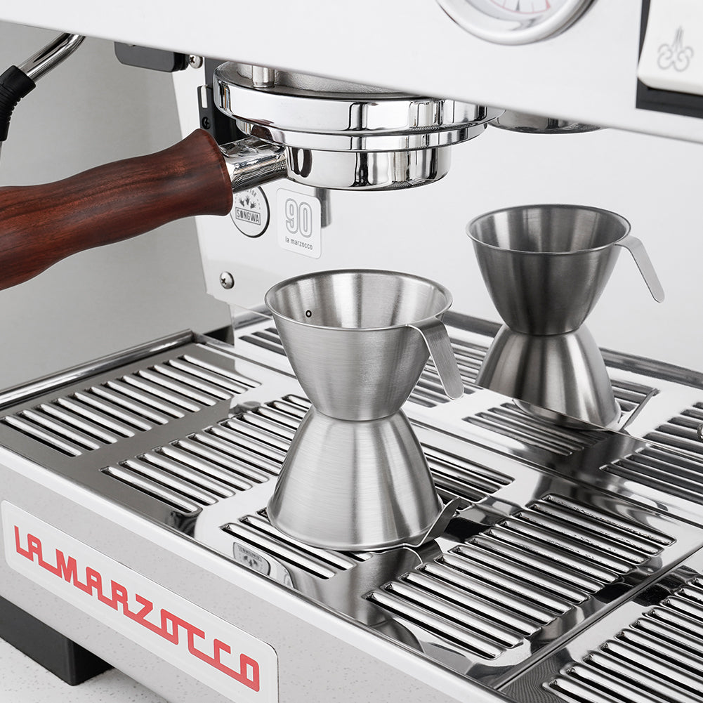 Espresso Shot Cup, watchget Espresso Measuring Cup with Handle and Insdie Mark Stainless Steel Measuring Shot Cup for Barista Cafe Home Professional Espresso Coffee Accessories