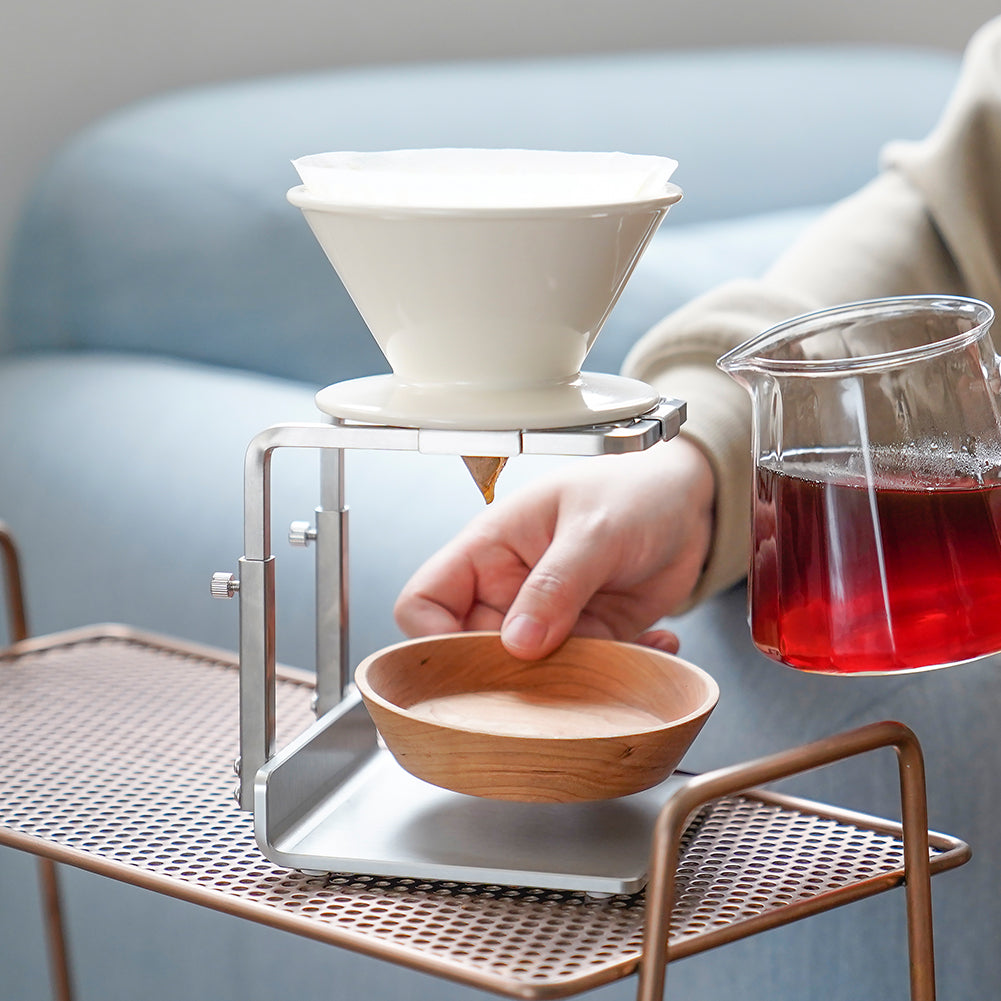 watchget Coffee Drip Tray, Wood Coffee Beans Dosing& Weighing Tray, Pour Over Coffee Dripper Tray for Camping, Outdoors, Cafe, Home Barista
