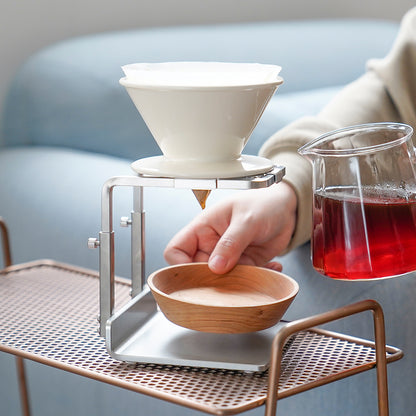 watchget Coffee Drip Tray, Wood Coffee Beans Dosing& Weighing Tray, Pour Over Coffee Dripper Tray for Camping, Outdoors, Cafe, Home Barista