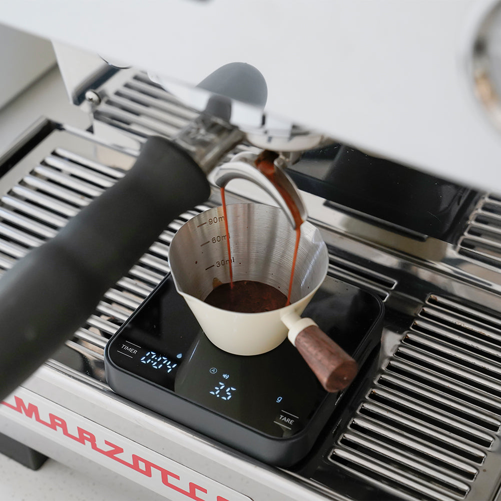 Espresso Shot Cup, watchget Espresso Measuring Cup with Handle and Insdie Mark Stainless Steel Measuring Shot Cup for Barista Cafe Home Professional Espresso Coffee Accessories