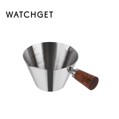 Espresso Shot Cup, watchget Espresso Measuring Cup with Handle and Insdie Mark Stainless Steel Measuring Shot Cup for Barista Cafe Home Professional Espresso Coffee Accessories