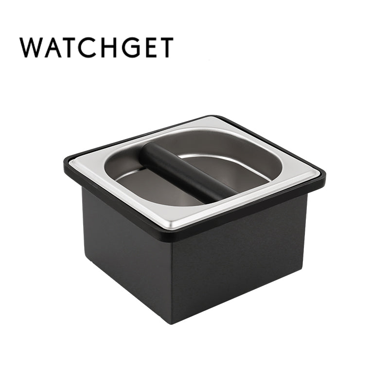watchget Espresso Coffee Knock Box Durable Stainless Steel Dump Bin for Coffee Pucks Container with Removable Non-Slip Base Coffee Grounds Container for Home/Cafe