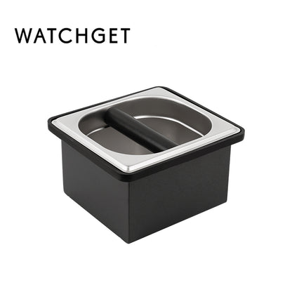 watchget Espresso Coffee Knock Box Durable Stainless Steel Dump Bin for Coffee Pucks Container with Removable Non-Slip Base Coffee Grounds Container for Home/Cafe