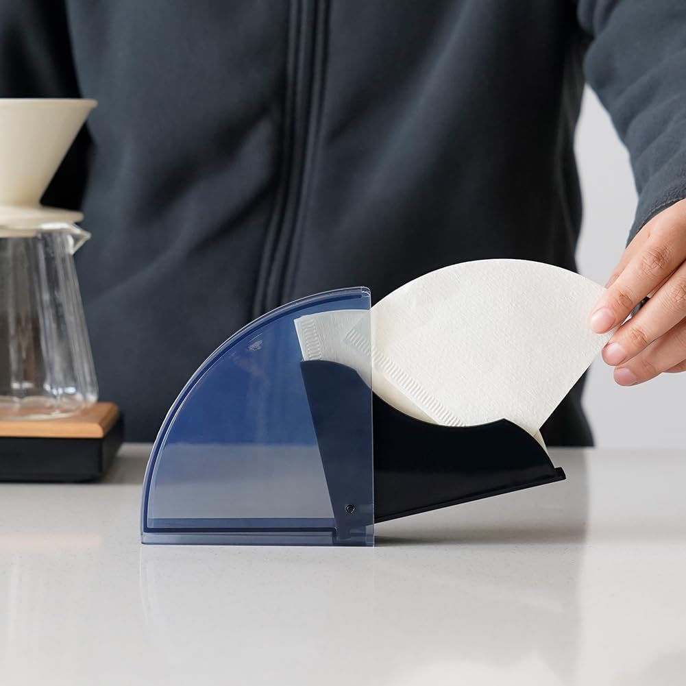 watchget Cone Coffee Filter Holder Acrylic Coffee Filter Container Pour Over Coffee Paper Filter Storage Dispenser For #1 Cone Coffee Filter Paper, Black