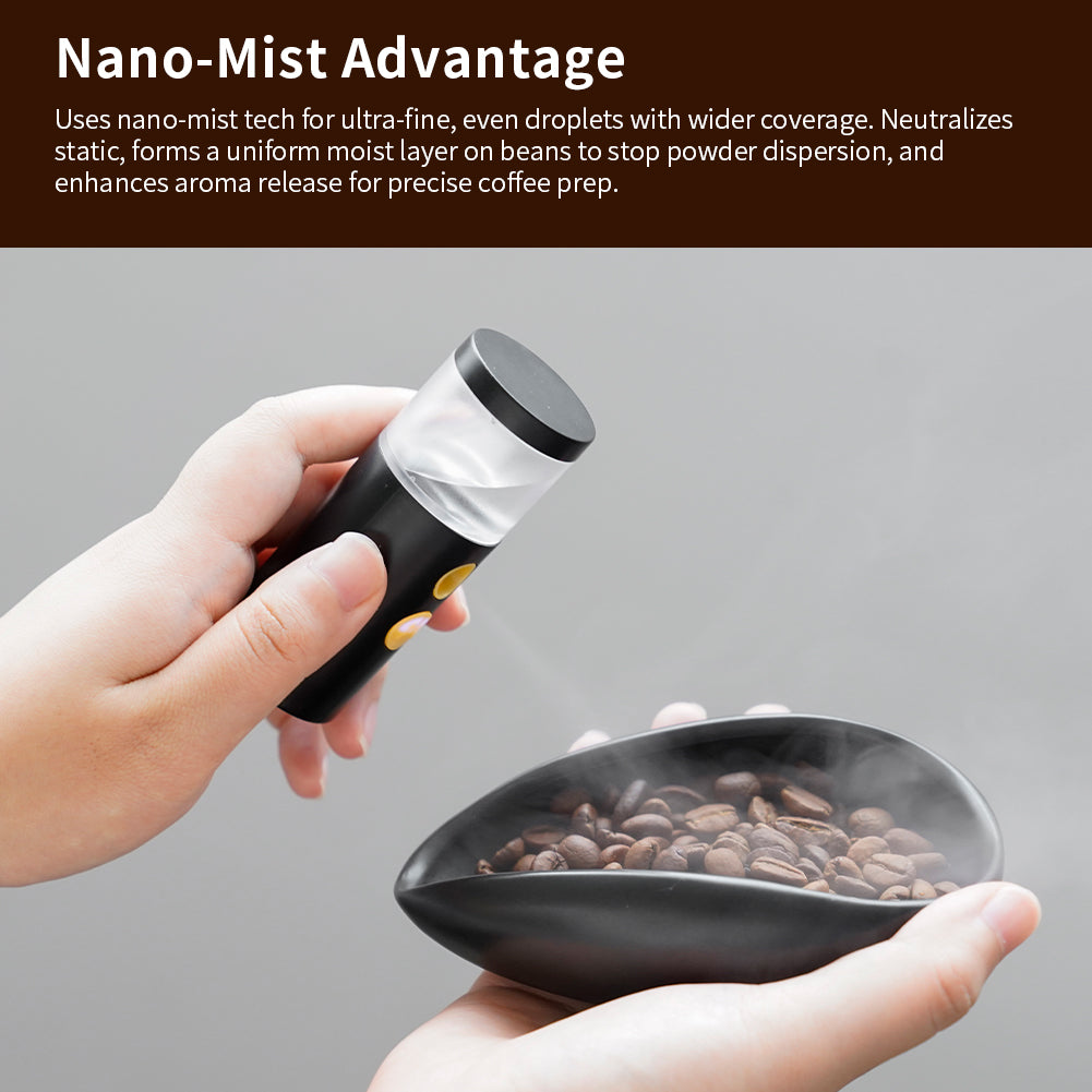 watchget 20ml/25ml Cylindrical Coffee Bean Atomizer Rdt Sprayer for Reducing Coffee Powder Static, Portable Electric Nano-Atomizer Rechargeable Espresso Sprayer, Black