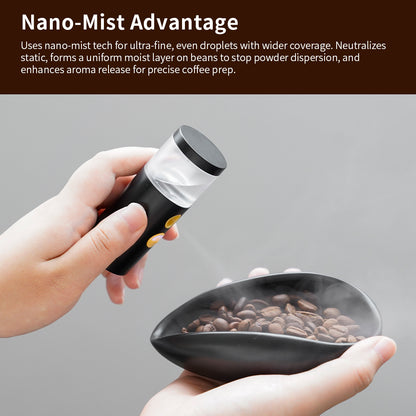 watchget 20ml/25ml Cylindrical Coffee Bean Atomizer Rdt Sprayer for Reducing Coffee Powder Static, Portable Electric Nano-Atomizer Rechargeable Espresso Sprayer, Black