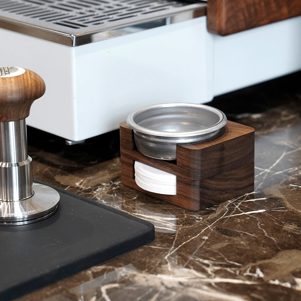 watchget Espresso Paper Filter Holder Update Coffee Filter Storage Container Coffee Filter Dispenser Compatible with Areopress (51-63mm) Round Disposable Puck Screen Paper Filters, Wood
