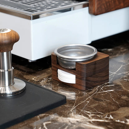 watchget Espresso Paper Filter Holder Update Coffee Filter Storage Container Coffee Filter Dispenser Compatible with Areopress (51-63mm) Round Disposable Puck Screen Paper Filters, Wood