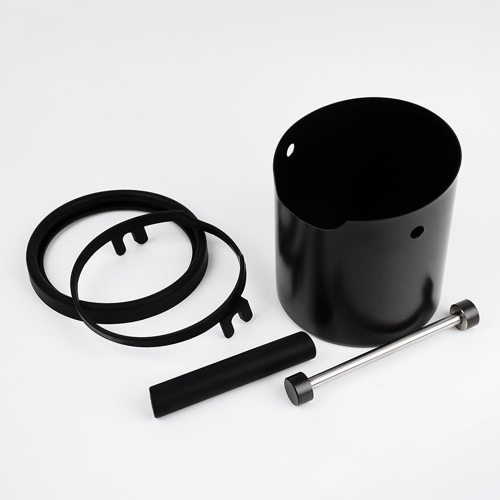 watchget Espresso Knock Box Stainless Steel Coffee Knock Box Large Capacity Non-slip Base Coffee Grounds Container Barista Tools Espresso Machine Accessories, Black