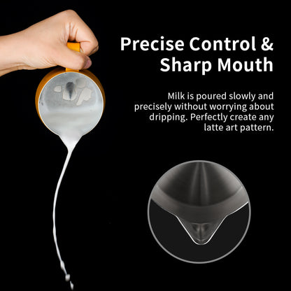 watchget Milk Frothing Pitcher 250ml/8oz Stainless Steel Espresso Steaming Pitcher Milk Coffee Cappuccino Latte Art Barista Steam Jug Espresso Frother Cup, Silver