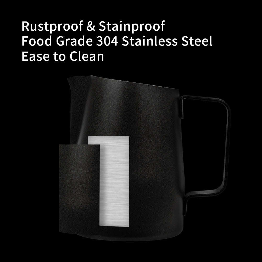 watchget Milk Frothing Pitcher 15oz/450ml Stainless Steel Frothing Pitcher Espresso Steaming Pitcher Milk Frother Cup Cappuccino Latte Art Coffee Machine Accessories Milk Jug