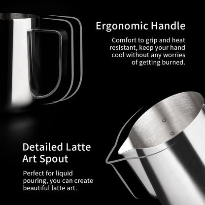 watchget Milk Frothing Pitcher 250ml/8oz Stainless Steel Espresso Steaming Pitcher Milk Coffee Cappuccino Latte Art Barista Steam Jug Espresso Frother Cup, Silver