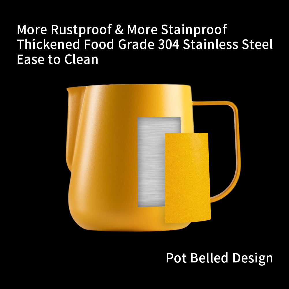 watchget Milk Frothing Pitcher 250ml/8oz Stainless Steel Espresso Steaming Pitcher Milk Coffee Cappuccino Latte Art Barista Steam Jug Espresso Frother Cup, Silver