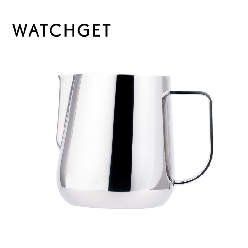 watchget Milk Frothing Pitcher 250ml/8oz Stainless Steel Espresso Steaming Pitcher Milk Coffee Cappuccino Latte Art Barista Steam Jug Espresso Frother Cup, Silver
