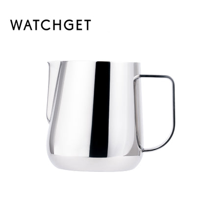 watchget Milk Frothing Pitcher 250ml/8oz Stainless Steel Espresso Steaming Pitcher Milk Coffee Cappuccino Latte Art Barista Steam Jug Espresso Frother Cup, Silver