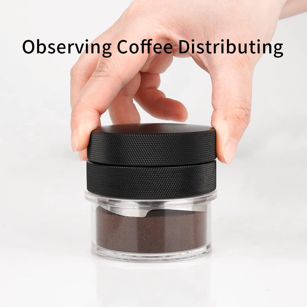 58mm Espresso Tamping Clear Bowl Gravity Distributor Stand Espresso Tamper Holder Stand Seal for Observating Coffee Tamping and Distributing Barista Tool