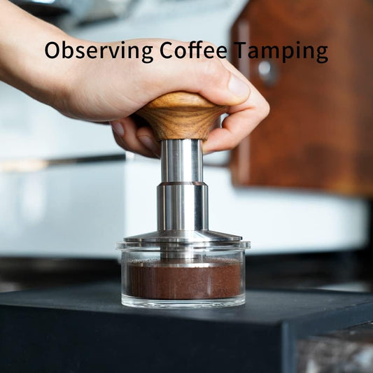 58mm Espresso Tamping Clear Bowl Gravity Distributor Stand Espresso Tamper Holder Stand Seal for Observating Coffee Tamping and Distributing Barista Tool