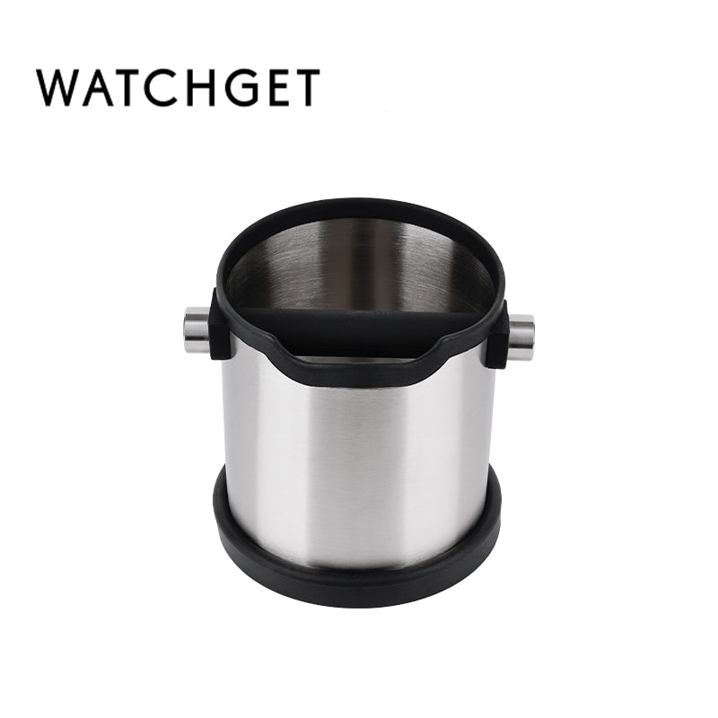 watchget Espresso Knock Box Stainless Steel Coffee Knock Box Large Capacity Non-slip Base Coffee Grounds Container Barista Tools Espresso Machine Accessories, Black