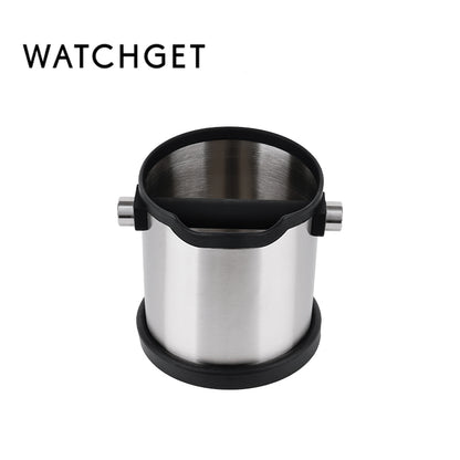 watchget Espresso Knock Box Stainless Steel Coffee Knock Box Large Capacity Non-slip Base Coffee Grounds Container Barista Tools Espresso Machine Accessories, Black