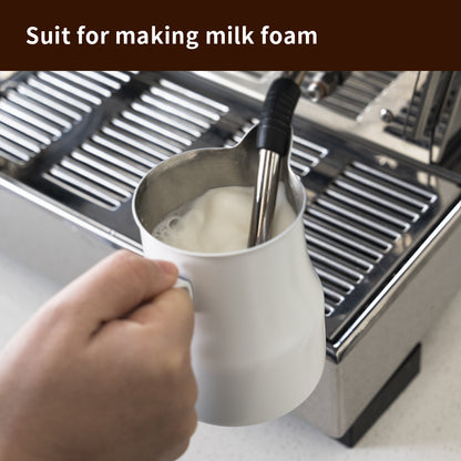 watchget Milk Frothing Pitcher 15oz/450ml Stainless Steel Frothing Pitcher Espresso Steaming Pitcher Milk Frother Cup Cappuccino Latte Art Coffee Machine Accessories Milk Jug, White