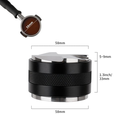 watchget 58mm Coffee Distributor & Hand Tamper Adjustable Depth Espresso Tamper Dual Head Coffee Leveler Fits 53/58mm Espresso Portafilter Professional Espresso Distribution Tool V2
