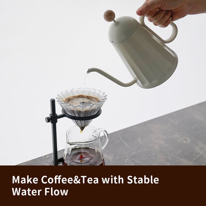 watchget Gooseneck Pot for Pour Over Coffee and Tea - 32oz/900ml Stainless Steel Teapot with Precise Spout and Heat-Resistant Handle, Scratch-Resistant, for Home and Cafe