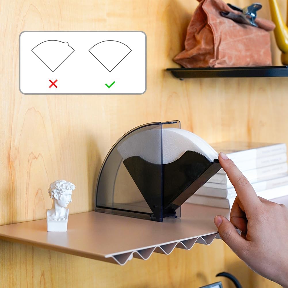 watchget Cone Coffee Filter Holder Acrylic Coffee Filter Container Pour Over Coffee Paper Filter Storage Dispenser For #1 Cone Coffee Filter Paper, Black