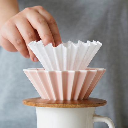 watchget 1-2Cup Coffee Wave Paper Filter 50 Count Disposable Basket Coffee Filter Paper Compatible with Kalita Wave Dripper 155 Series, Single Serve Coffee Pot, Pour Over and Drip Coffee Makers