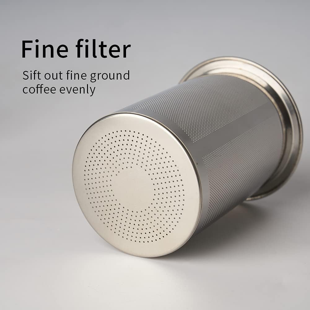 watchget Coffee Sifter Coffee Grind Sieve 500μm Fine Mesh Coffee Powder Sieve Stainless Steel Ground Coffee Receiver Coffee Making Accessory