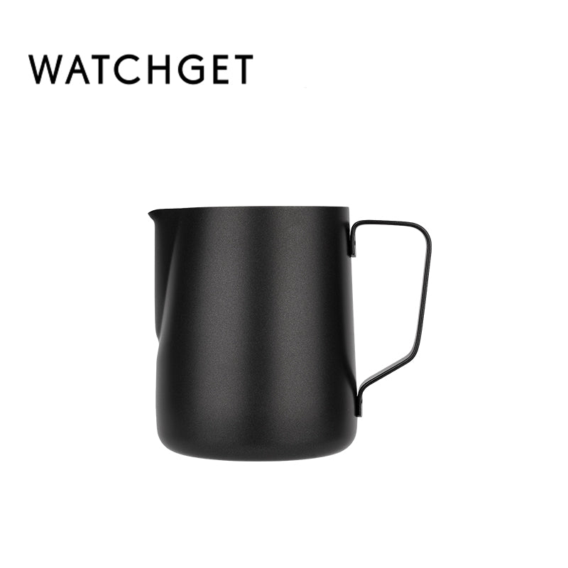 watchget Milk Frothing Pitcher 350ml/600ml/900ml/1500ml (12oz/20oz/32oz/52oz) - Stainless Steel Espresso Steaming Pitcher for Cappuccino, Latte Art, Milk Jug Coffee Frother Cup, Black