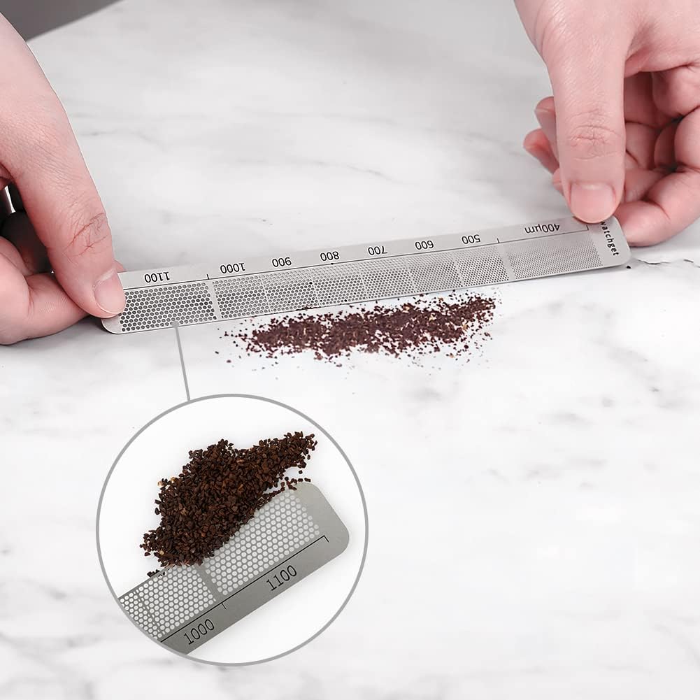 watchget Ground Coffee Measuring Ruler Stainless Steel Precision Measuring Tool for Coffee Grind Size Professional Coffee Bean Grinder Accessory
