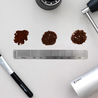 watchget Ground Coffee Measuring Ruler Stainless Steel Precision Measuring Tool for Coffee Grind Size Professional Coffee Bean Grinder Accessory