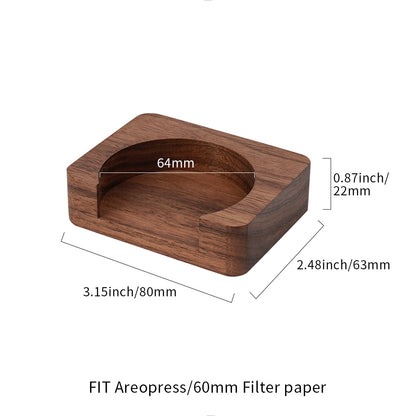 watchget Espresso Paper Filter Holder Update Coffee Filter Storage Container Coffee Filter Dispenser Compatible with Areopress (51-63mm) Round Disposable Puck Screen Paper Filters, Wood