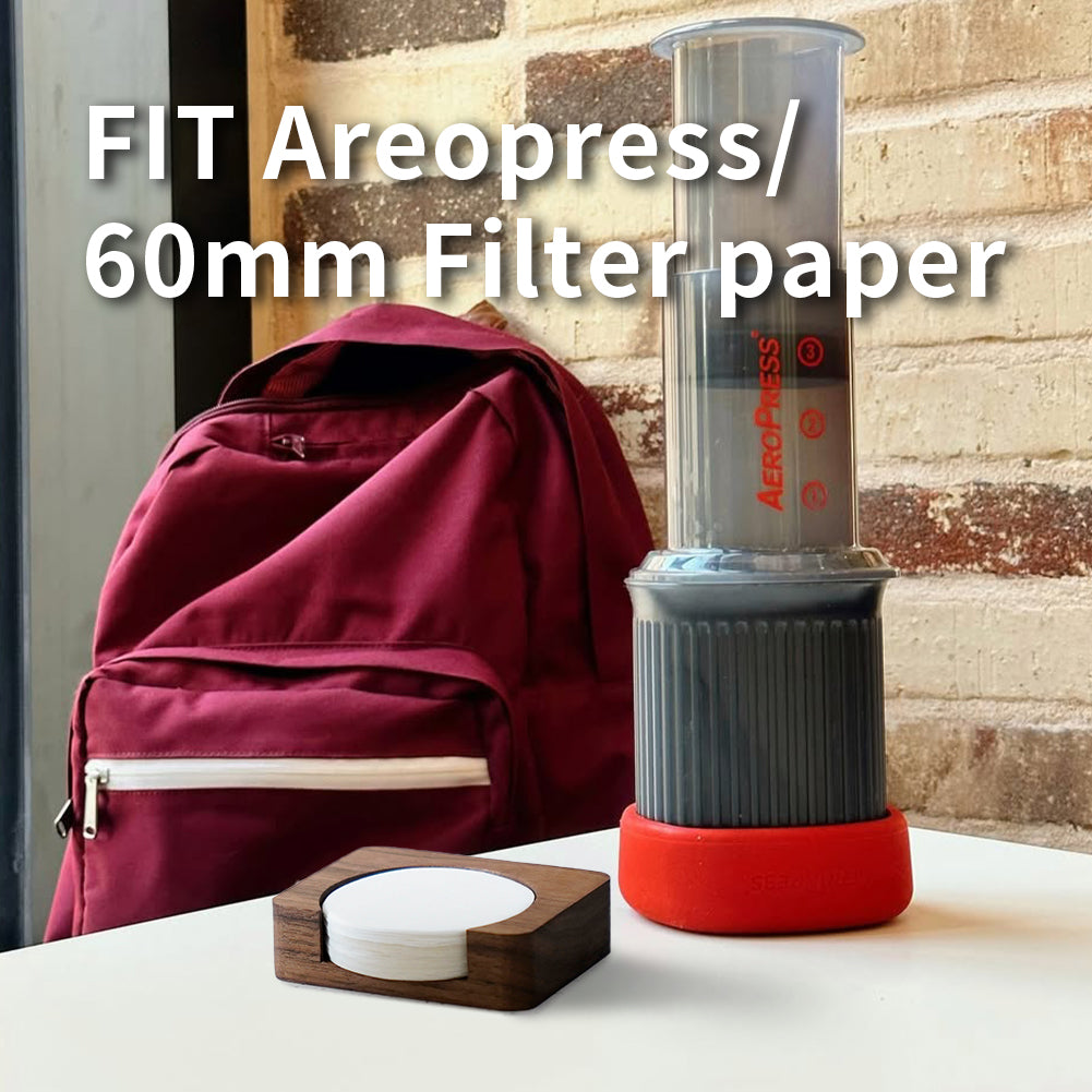 watchget Espresso Paper Filter Holder Update Coffee Filter Storage Container Coffee Filter Dispenser Compatible with Areopress (51-63mm) Round Disposable Puck Screen Paper Filters, Wood