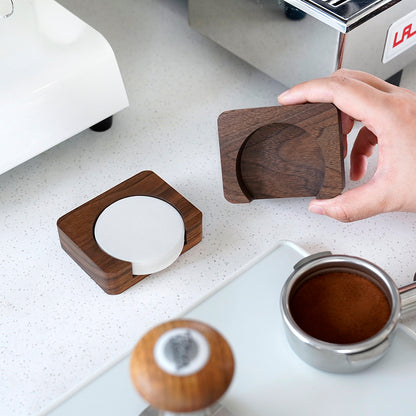 watchget Espresso Paper Filter Holder Update Coffee Filter Storage Container Coffee Filter Dispenser Compatible with Areopress (51-63mm) Round Disposable Puck Screen Paper Filters, Wood