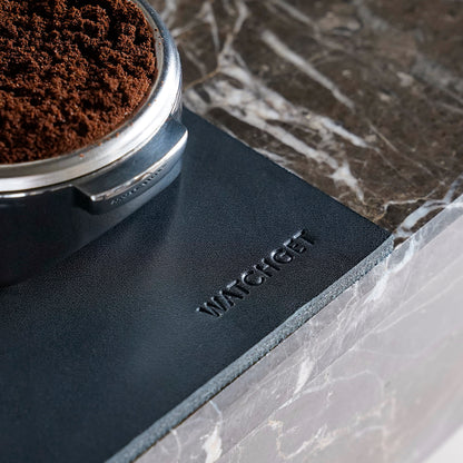 watchget Leather Espresso Tamper Mat, 7.08inch×9.6inch Coffee Tamp Station Cowhide Coffee Tamping Mat, Coffee Bar Mat for Countertops Espresso Accessories