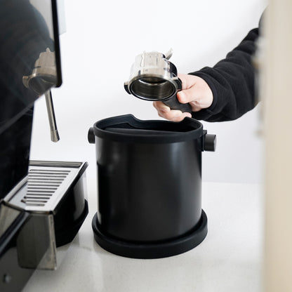 watchget Espresso Knock Box Stainless Steel Coffee Knock Box Large Capacity Non-slip Base Coffee Grounds Container Barista Tools Espresso Machine Accessories, Black