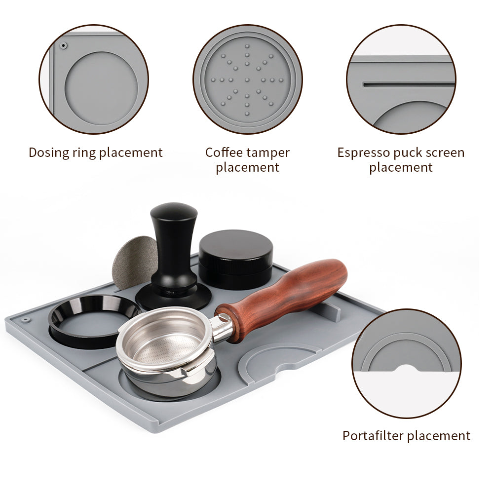 Espresso Tamping Mat - Espresso Tamping Station Food Grade Silicone Coffee Tamper Mat Espresso Accessory for Baristas Home Kitchen Bar Coffee Shop 9.84Inch x 7.87Inch