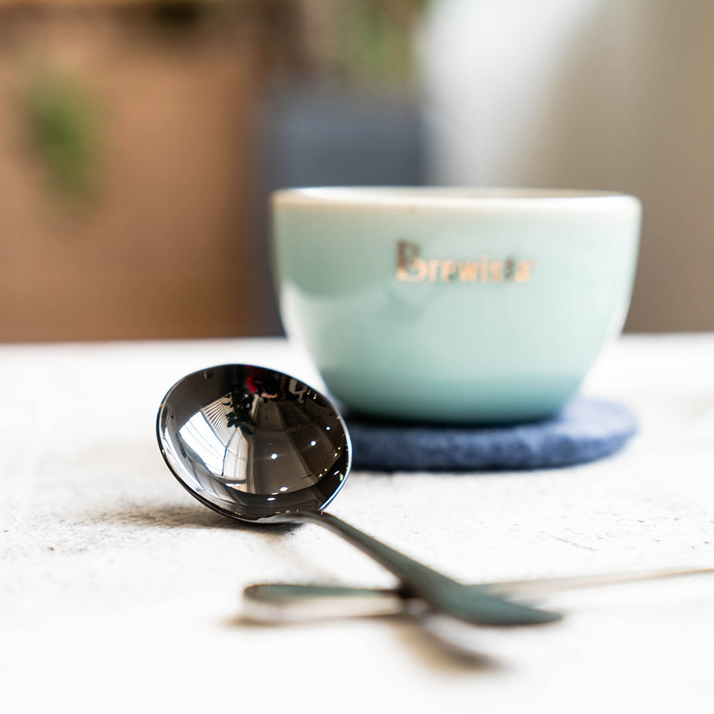 watchget Professional Coffee Cupping Spoon,Coffee Measuring Scoop Stainless Steel Round Spoons,Gift with the Spoon Holder Bag