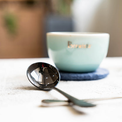 watchget Professional Coffee Cupping Spoon,Coffee Measuring Scoop Stainless Steel Round Spoons,Gift with the Spoon Holder Bag