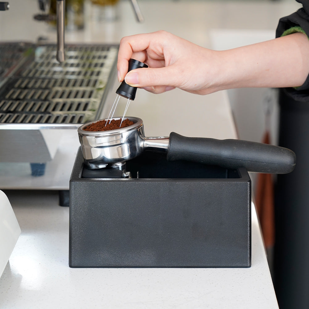 watchget Espresso Knock Box, Coffee Ground Knock Box, Dual Function Storage and Tamping Tool with Non-Slip Base, Made of Durable ABS Plastic, Perfect for Baristas and Coffee Enthusiasts