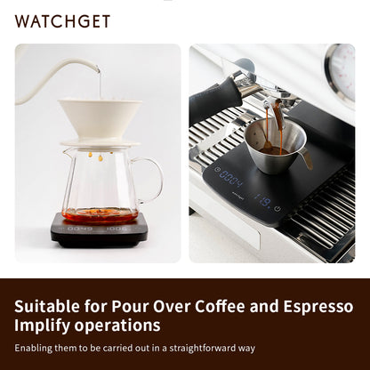 watchget Coffee Scale with Timer, 2200g/0.1g Accurate Espresso and Pour Over Coffee Digital Scale with Auto Timer, Portable Kitchen Scale, Black