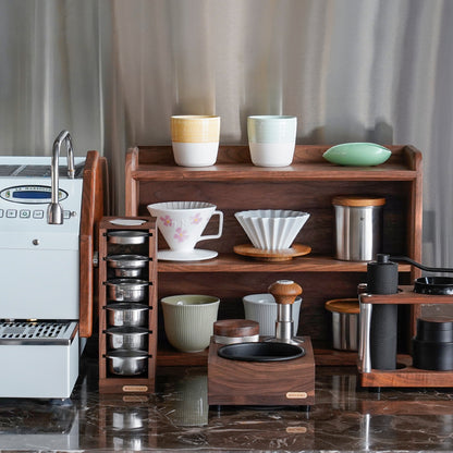 watchget Knock Box Wooden Knock Box with tamper station Espresso tamping station,Coffee Organizer Box Fit for Storage 51/54/58MM Tamper, Distributor Coffee Dump Bin Wood Espresso Accessories