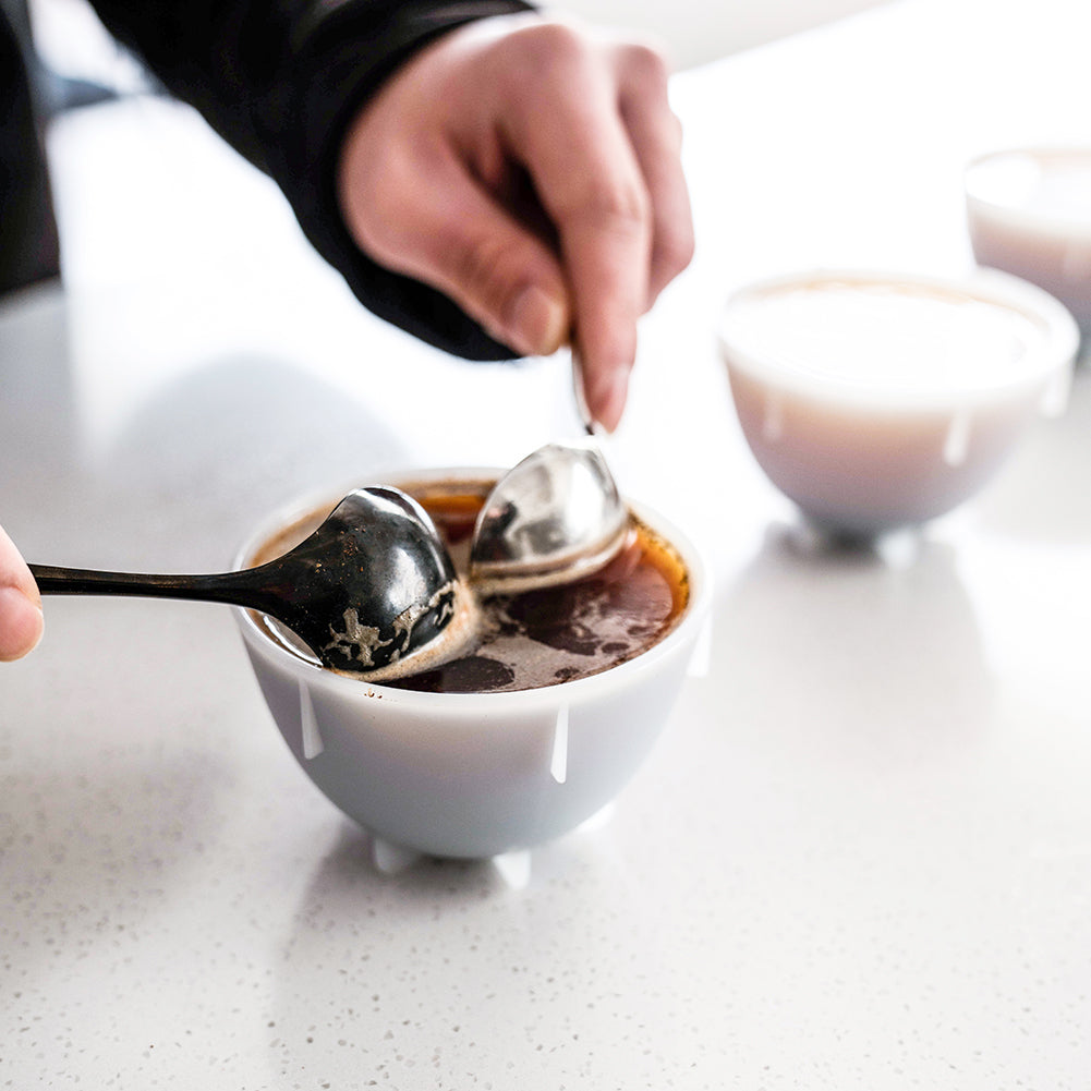 watchget Professional Coffee Cupping Spoon,Coffee Measuring Scoop Stainless Steel Round Spoons,Gift with the Spoon Holder Bag