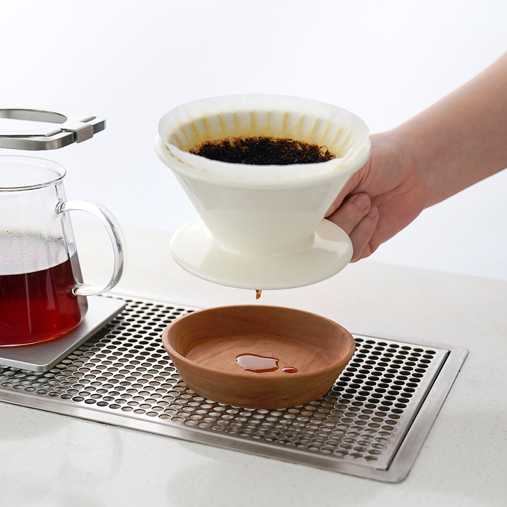 watchget Coffee Drip Tray, Wood Coffee Beans Dosing& Weighing Tray, Pour Over Coffee Dripper Tray for Camping, Outdoors, Cafe, Home Barista