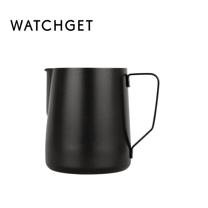watchget Milk Frothing Pitcher 350ml/600ml/900ml/1500ml (12oz/20oz/32oz/52oz) - Stainless Steel Espresso Steaming Pitcher for Cappuccino, Latte Art, Milk Jug Coffee Frother Cup, Black