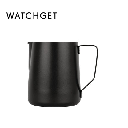 watchget Milk Frothing Pitcher 350ml/600ml/900ml/1500ml (12oz/20oz/32oz/52oz) - Stainless Steel Espresso Steaming Pitcher for Cappuccino, Latte Art, Milk Jug Coffee Frother Cup, Black