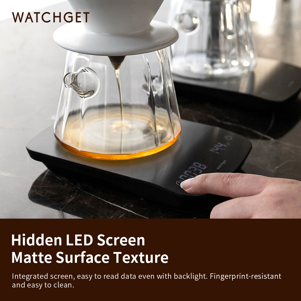 watchget Coffee Scale with Timer, 2200g/0.1g Accurate Espresso and Pour Over Coffee Digital Scale with Auto Timer, Portable Kitchen Scale, Black