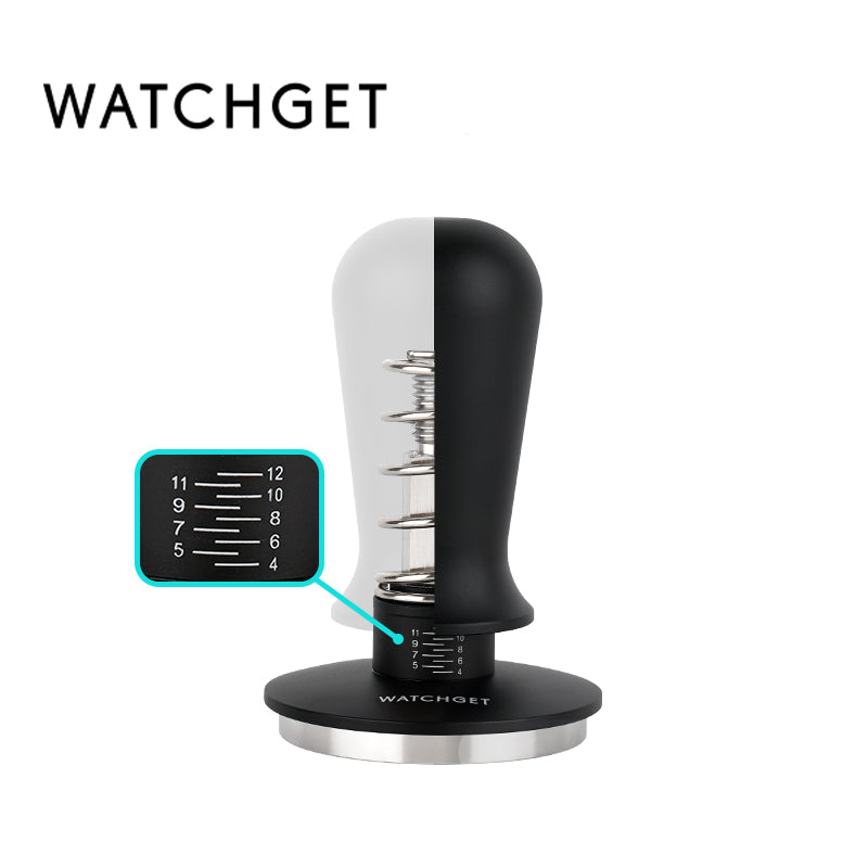 watchget 58mm Espresso Coffee Tamper 30lbs Double Spring Loaded Tamper Barista Calibrated Coffee Tamper Fits 58mm Portafilter Espresso Machine Anodized Aluminum Handle and Stainless Steel Flat Base
